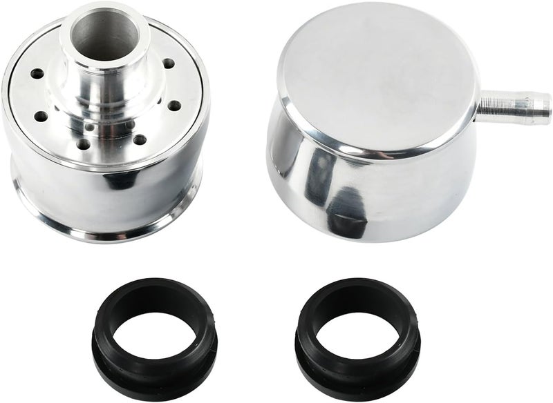 BIGREAT Silver Aluminum Smooth Valve Cover & Breather Combo with 2 Grommets Compatible with SBC BBC SBF For 1-1/4" Hole-2PC - Image 1